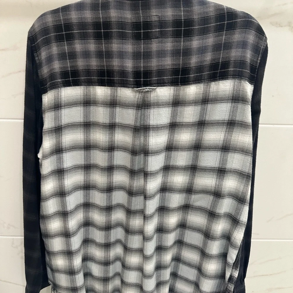 Rails Skyline Mixed Plaid Button-Up Shirt - Black and White - Picture 4 of 4